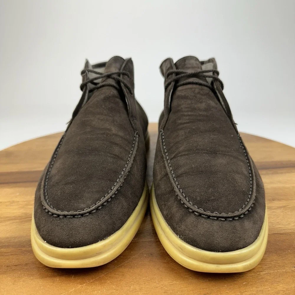 Mens Loro Piana Brown Suede Desert Lace Up Moccasin Chukka Ankle Boots Size 41